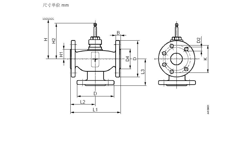 西门子VVF40….系列三通阀体尺寸图